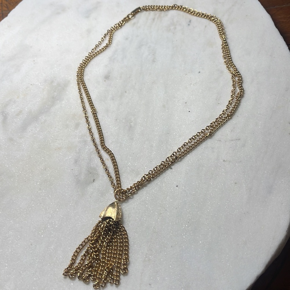 Two Strand Tassel Pendant Necklace